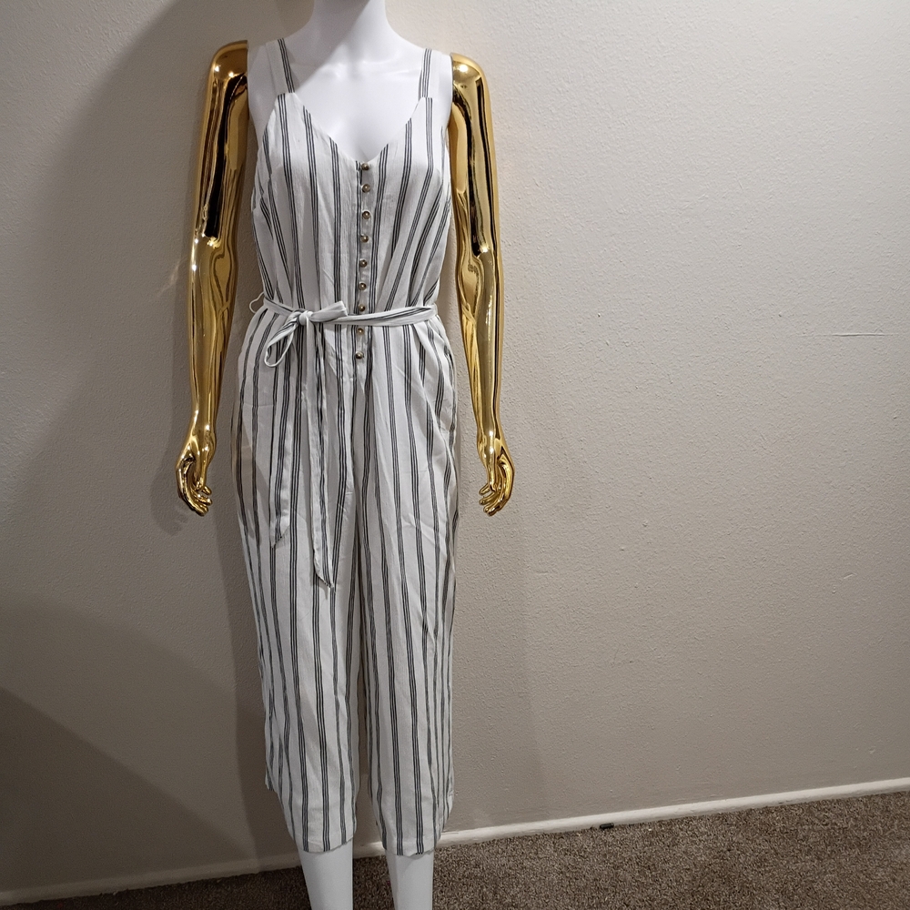 American Eagle Outfitters Striped Jumpsuit - Black and White
